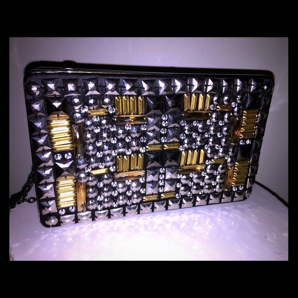 BCBG Maxazria Taryn Studded Zip Frame Clutch